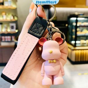 ItemMart Cartoon Keychain Cute Bear Doll Keyring Bag Pendant Couple Car Keyholder 4 Colors