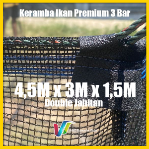 Keramba Ikan Super Kuat Waring jaring penangkap ikan RK 3 bar triple track siap pakai ukuran 45x3x15