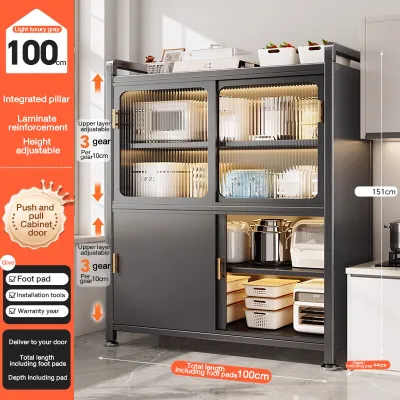 NINI Sliding Door Kitchen Cabinet | Cabinet Storage Rack | Multi-layer Cabinet | Tall Cabinet Storage | Kitchen Storage Expert | 厨房推拉门储物柜