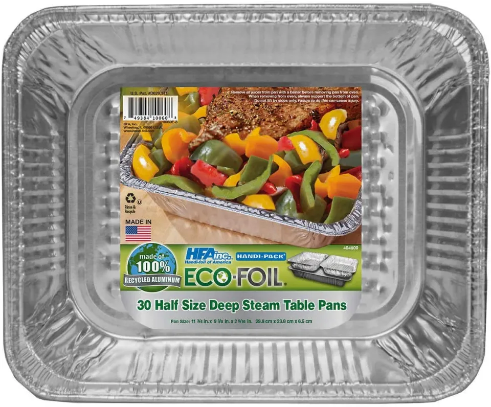 Eco Foil Aluminum Pans 9x13 Disposable Foil Pans (30 Pack) Half