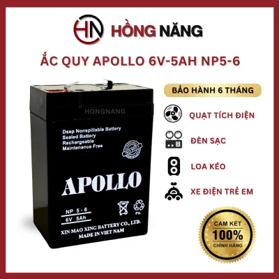 Ắc quy khô APOLLO 6V4.5 - 6V5 AH NP 5-6 xe điện trẻ em đèn khẩn cấp quạt sạc UPS thiết bị y tế