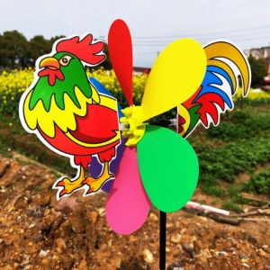 NOER Colorful Cartoon Windmill Three Dimensional Plastic Cartoon Children Toys  Wind Spinner Garden Yard Decor