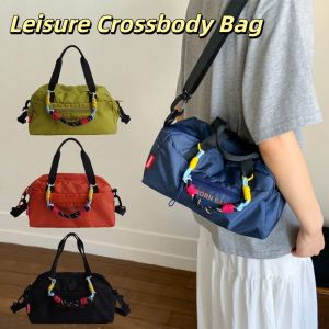 OOF ง่าย กระเป๋าโบว์ลิ่งน้ำหนักเบา ความจุขนาดใหญ่ ยามว่าง กระเป๋าสะพายข้างไนลอน ภาษาเกาหลี สายรัดปรับได้ กระเป๋าถือผู้หญิง กลางแจ้ง