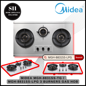 MIDEA MGH-8831SS STAINLESS STEEL 3 BURNERS GAS HOB + 2 YEAR WARRANTY