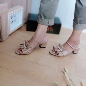 Sandal Chunky Wanita - Oglee Shop - Sandal Pesta Anak / Sanda Heels Anak Perempuan New Mutiara Tali Elastis