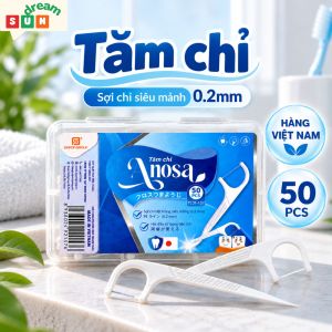 Tăm Chỉ Nha Khoa Anosa Hộp 50 Cây Hàng Việt Nam Chỉ Nha Khoa Sợi Mảnh 0.2mm Tăm Xỉa Răng 2 Đầu