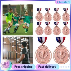 [Chinatera Flagship Store]10Pcs Gold/Silver/Bronze Medal Award Medals Trophy Pattern Sports Rewards Metal Winner Medals for Talent Show Party Race