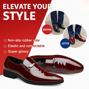 Mens Business Patent Leather Shoes Pointed Toe Slipon Shoes Mens Genuine Leather Casual Shoes男士商务漆皮皮鞋