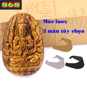 Mặt dây chuyền Phật Thiên thủ thiên nhãn đá mắt hổ 2.2 x 3.6cm 2.9 x 4.5cm kèm móc inox Phật bản mệnh Quan âm bồ tát