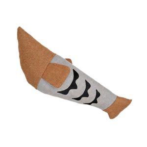 OUTOPEN Bite Resistant Simulation Fish Cat Toy Stuffed Soft Pet Squeaky Toy Cute with Bell Teasing Stick Fish Pet Supplies