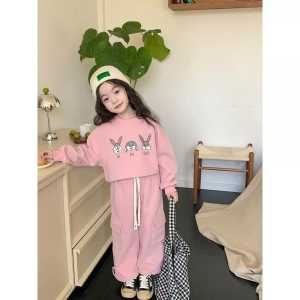 Setelan Baju Sweater Anak Perempuan Umur 1-8 Tahun//Pakaian Baju Cewek Celana Panjang Cargo Motif Kelinci Terbaru 2024