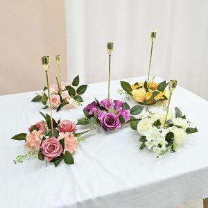 SJJL Simulated Artificial Flowers European Style Silk Fake Rose Flower 20cm Candle Rings Wreaths Window Display