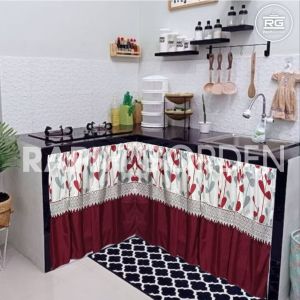 Gordeng Minimalis Premium ( SUDAH FREE TALI ) Gorden Kolong Dapur  & Berkualitas(Bisa Costum Ukuran)