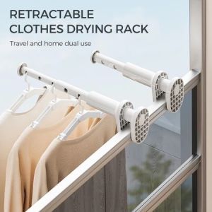 Travel clothes drying rack no drilling required telescopic clothes drying rod multi-functional folding clothes drying rack for hotel balconies.