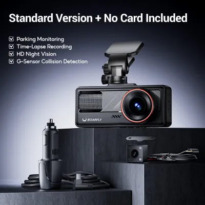 SOARFLY 4K Dash Cam with WiFi Dual 1080P Front and Rear Dashcam 170° Wide Angle Parking Monitor G-Sensor Night Vision Loop Recording Supports 128GB SD Card
