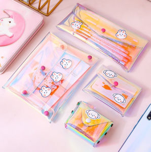 Waterproof PVC Holographic Laser Cute Makeup Cosmetic Jewelry Envelope Organizer Storage Pouch Travel Pouch Bag