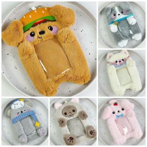 CRNGW Cartoon Animals Card Protective Sleeve Hamburger Puppy Christmas Tree Bus Card Holder Fluffy Plush Protective Case Student
