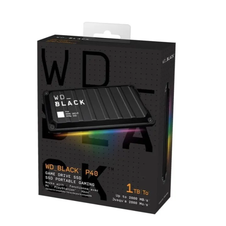 (🔥FLASH SALE🔥) Western Digital WD Black Portable Game Drive P40 Official RGB External SSD for PC, PS4/PS5, Xbox & Mac