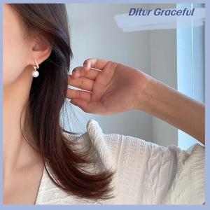 Ditur ต่างหูไข่มุกแฟชั่นระยิบระยับสไตล์เกาหลี1คู่ต่างหูไข่มุกพลอยเทียมสำหรับผู้หญิงต่างหูเครื่องประดับแบบเรียบง่ายต่างหูสำหรับตกแต่งสุภาพสตรี