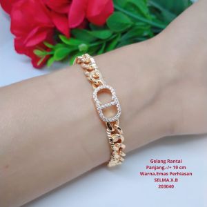 Gelang Rantai Titanium Tembaga Xuping Perhiasan Fashion Aksesoris Lapis Emas Tidak Mudah Luntur GR8