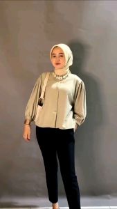 Atasan Wanita Top Bloues Kemeja Wanita Lengan Balon Bahan Shakilla