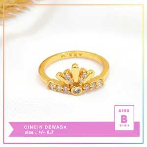 Cute Jewelry Cincin Wanita Dewasa Terbaru Mata Zirkon Perhiasan Lapis Emas Imitasi  A150