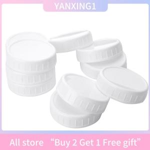 [COD] PkYeG KITCHEN 10pc White Mason Canning Drinking Jars Lid 70mm 86mm Inner Diameter Plastic Covers Unlined Ribbed Lids Storage Caps Replacements