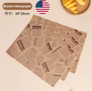 300pcs 28.5x29.5cm Burger Wrapper Food Liner GreaseProof Generic Print Food Sandwich Wax Paper Food Liner Baking Wrapper