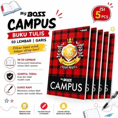BUKU TULIS BIG BOSS CAMPUS 50 LEMBAR ISI 5 PCS / BUKU SIDU/ BUKU BOXY