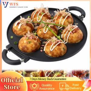 Non-Stick Takoyaki Pan with Sturdy Handles for Easy Cooking of Octopus Meatballs in Home and Restaurant