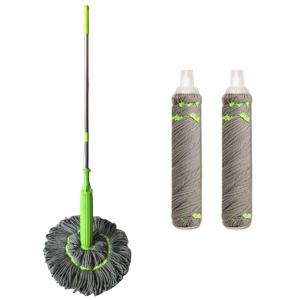 ไม้ถูพื้นแบบหมุนได้ ม็อบเปียกแห้ง ผ้าฝ้าย สำหรับทำความสะอาดในครัวเรือน ม็อบบีบ บิด ดีไซน์สำหรับถูพื้นเปียกในครัว ห้องนั่งเล่น