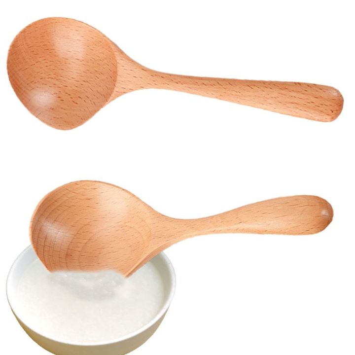 JANEB with Long Handle Natural Wood Mixing Scoop Utensils For Soup ...