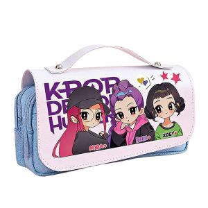 LYMEDIA Rumi Mira Zoey Kpop Demon Hunter Pencil Case Polyester Multifunctional Cartoon Pen Bag Durable Large Capacity Pencil Pouch for Students