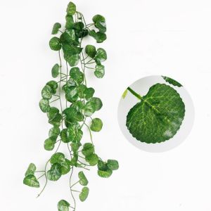 Green Silk Artificial Hanging Vines Leaf Plants Fake Hanging Vine Plant Plastic Simulation Wall Climbing Vines Rattan Leaves Vine Hanging Garland Artificial Plants for Home Wall Decor