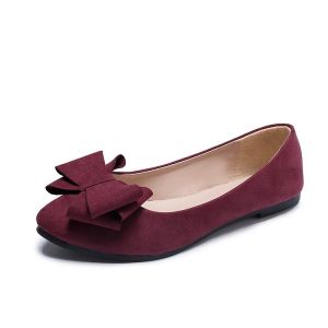 Free Shipping Casual Shallow-Toe Flats For Women Suitable For Autumn Wear Featuring A Bow Design Available In Plus Sizes And A New Style With A Flat Sole