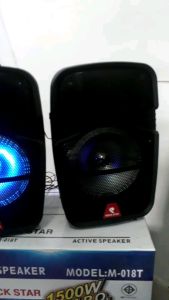 ลำโพงบูลทูธ ROCK STAR M-018T - ลำโพงคู่ 8 นิ้ว 1500 W และ USB เล่นเพลง เสียบไมค์ร้องคาราโอเกะ