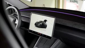 LUCKEASY Screen Frame Edge Protect Cover for Tesla Model Y Juniper 2025 2026/Model 3 Highland 2024 2025 Center Console Screen Frame Cover Interior Decoration Silicone Black(Lightspeed Texture)