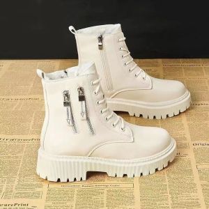 Sizes 35-40 Double Zipper Boots Womens New Comfortable Mid Heel Short Sleeve Womens Boots Thick Heel Short Boots