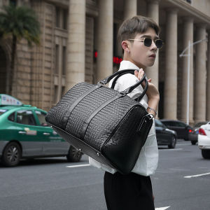 Ando Design High Quality PU Leather Fashion Hand-Woven Duffel Bag For Men Boys Travel Weekend Mens Shoulder Bags Large Capacity Business Casual European Handbag