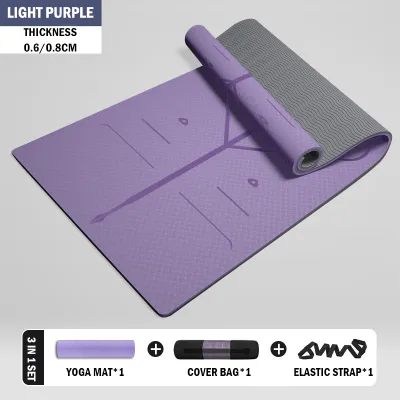 Anti-Slip Premium Quality TPE Yoga Mat Extra Thick 6/8mm TPE Workout Mat Free Strap + Bag