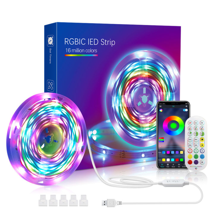 5 7.5 10M Dreamcolor USB Led Strip Lights LED Strip Lights with Remote RGBIC Color Changing Lights Bluetooth Music Sync App Control Rainbow Led Light Strip for Bedroom Living Room Lazada PH