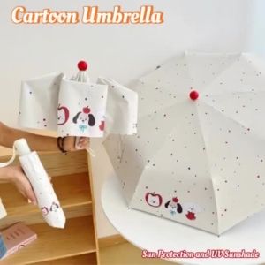 Folding Umbrella Auto Open UV Protection Black Coating Sun Rain Windproof Compact Student