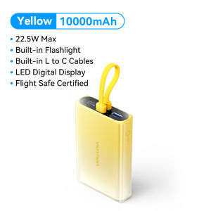 Pin Sạc Dự Phòng 10000mAh 22.5W Vention - Sạc Nhanh 3 trong 1 Type-C/Lightning/USB-A - Màn Hình Hiển Thị Số - Đèn Pin - Thiết Kế Gradient Hồng - Được Mang Lên Máy Bay