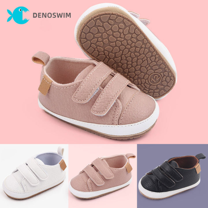 DENOSWIM 0-18 Months PU Casual Baby Shoes Kids Sneakers Baby Girl Boy Solid  Color Kids Shoes Socks Infant Toddler Non Slip Sports Shoes Walking Shoes 