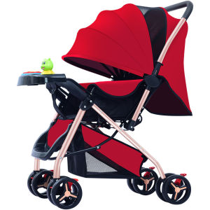 Beige รถเข็นเด็ก รถเข็นเด็กพับได้ รถเข็นเด็กโต รถเข็นเด็กพกพา รถเข็นเด็ก 4ชิ้นแถมฟร ปรับ 3ระดับ เข็นหน้า-หลังได้ มีเบรคโช้ค