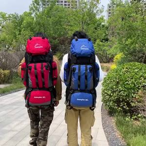 กระเป๋าเดินป่ากลางแจ้งสำหรับผู้ชาย  90L กระเป๋าเป้สะพายหลังน้ำหนักเบาความจุสูงกระเป๋าเดินป่าหญิงกระเป๋าท่องเที่ยวกันน้ำ