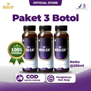 BIO INSULEAF 3 BOTOL Paket Kronis - HERBAL DIABETES CAIR - ORIGINAL - ASLI 100% BPOM OFFICIAL STORE