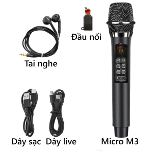 Micro Livestream Karaoke Thu Âm M3 Tích Hợp Soundcard có Echo Âm Thanh Chuyên Nghiệp Pin Trâu