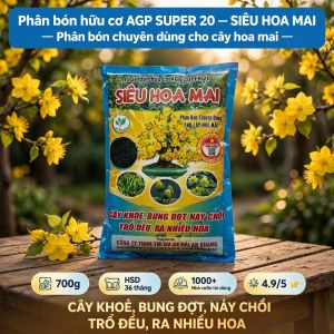 Phân Bón Hữu Cơ SIÊU HOA MAI AGP SUPER 20 (700g) - Kích Nụ Bung Đọt Ra Nhiều Hoa Phục Hồi Mai Suy Sau Tết