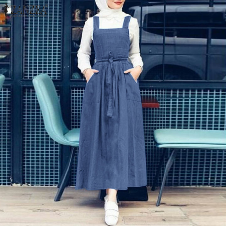 ZANZEA Muslimah Women Muslim Fashion Sleeveless Square Neck